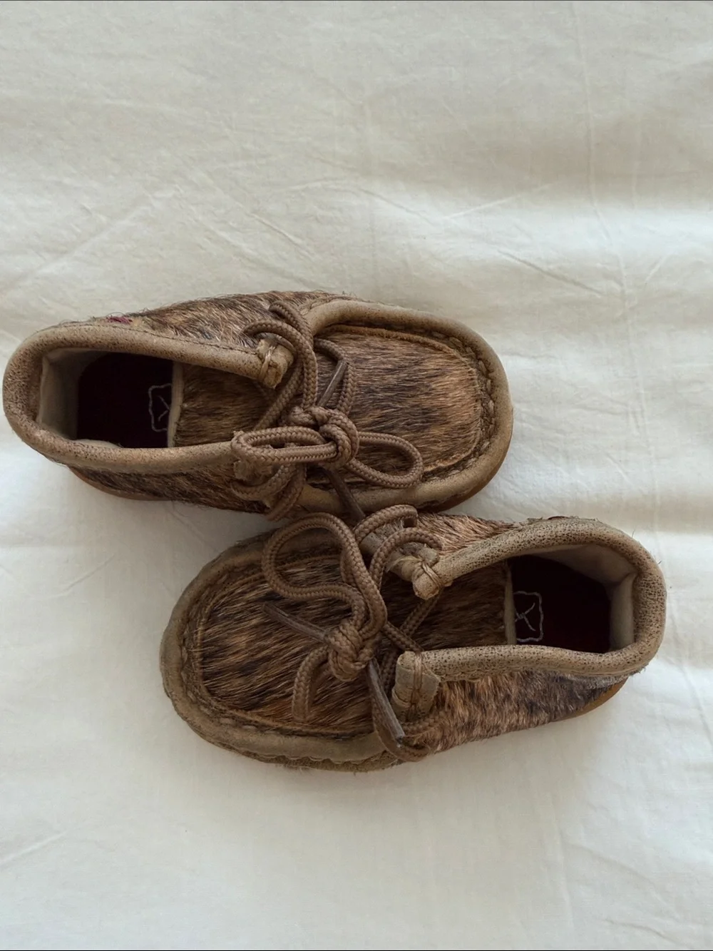 Twisted X Kids Brown Faux Fur Moccasins with Laces